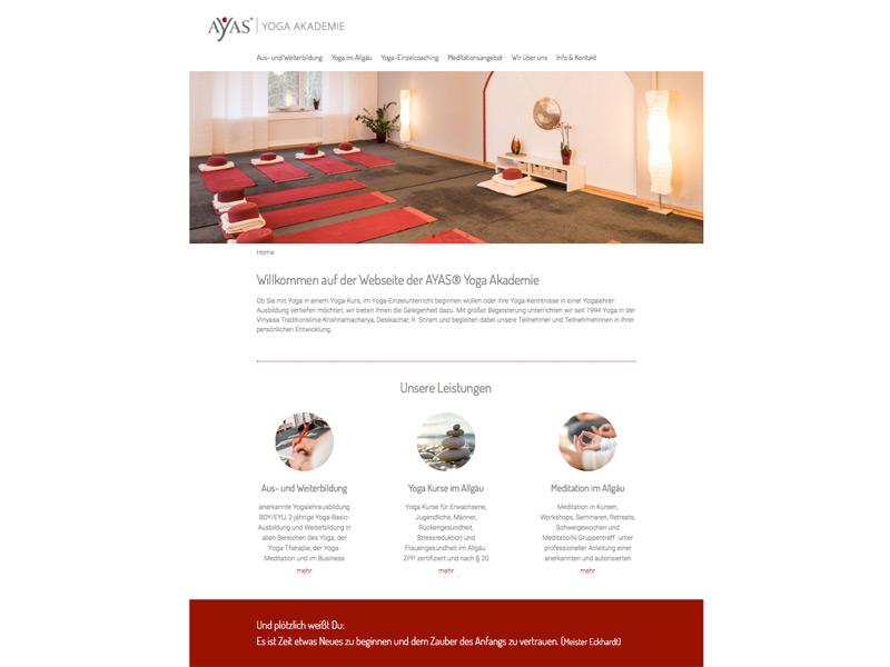 Ayas Yoga Akademie Webseite